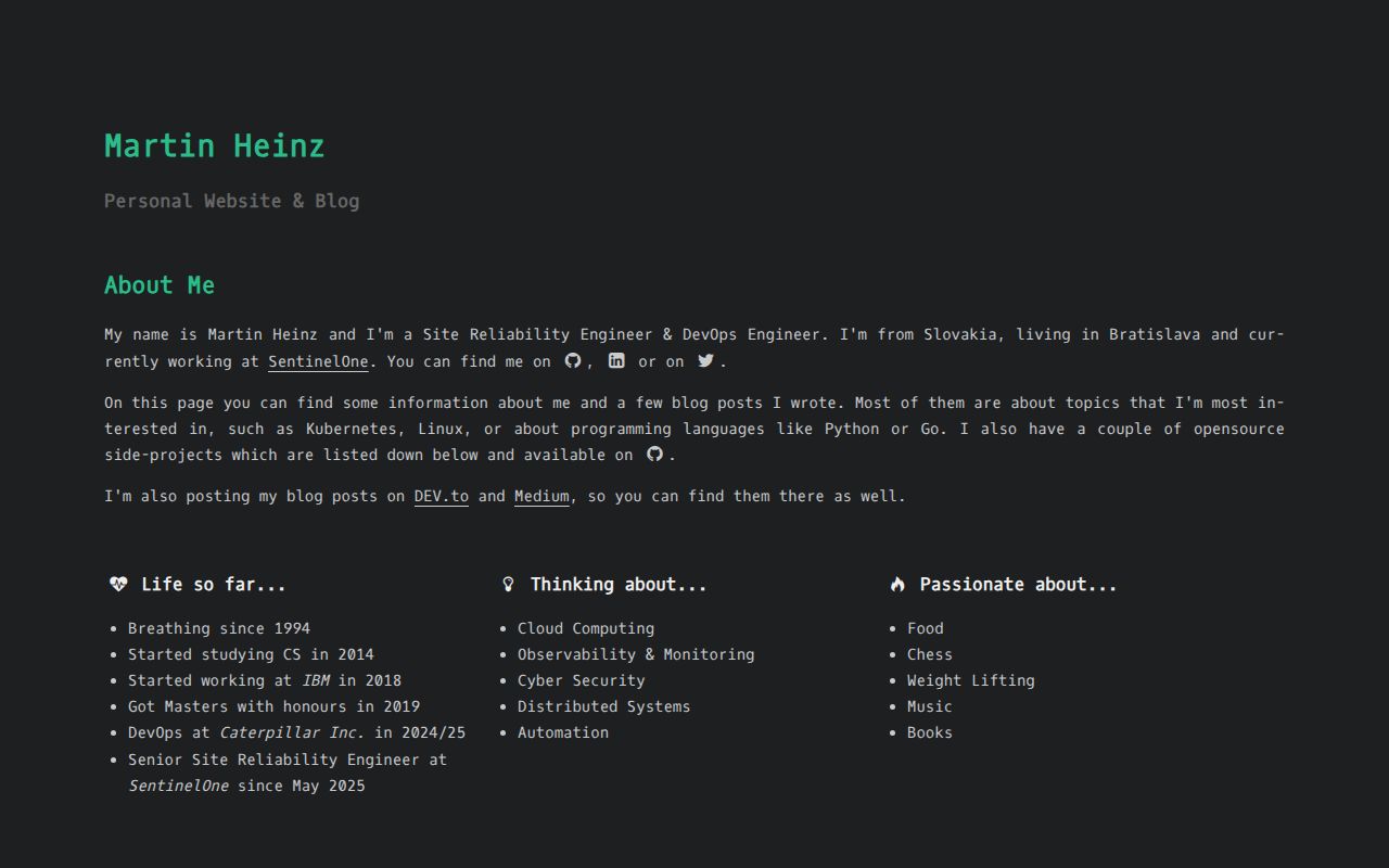 Screenshot of Martin Heinz