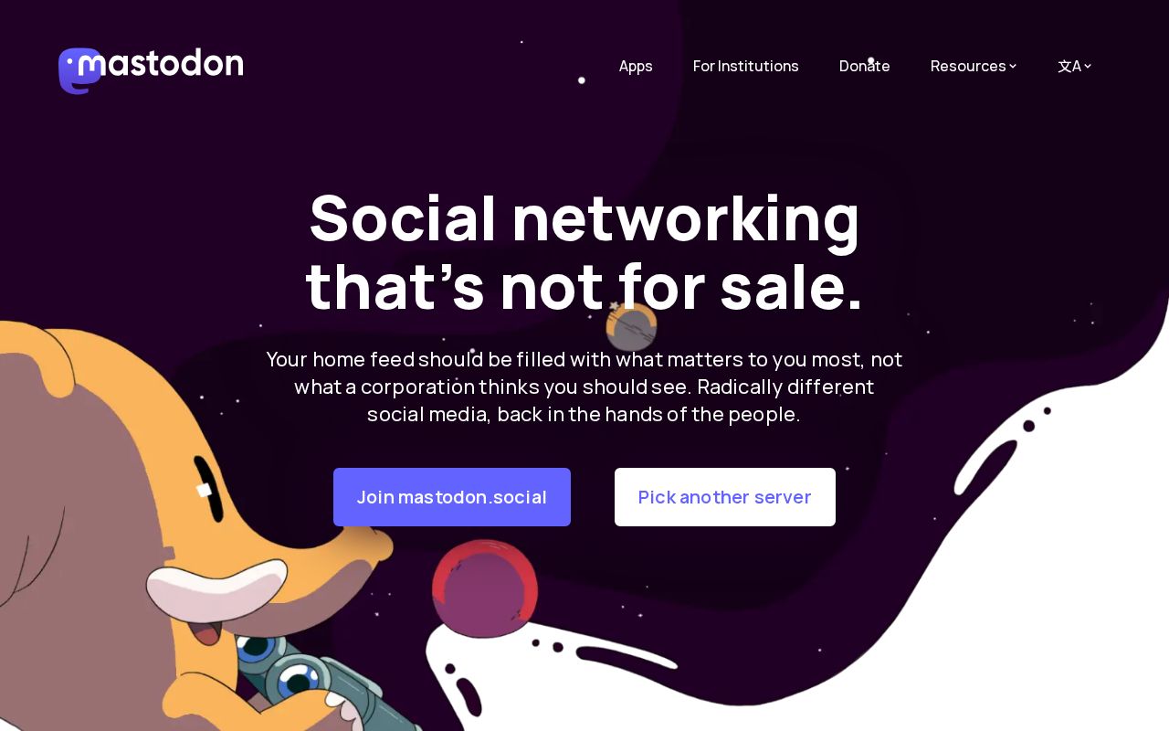 Screenshot of Mastodon