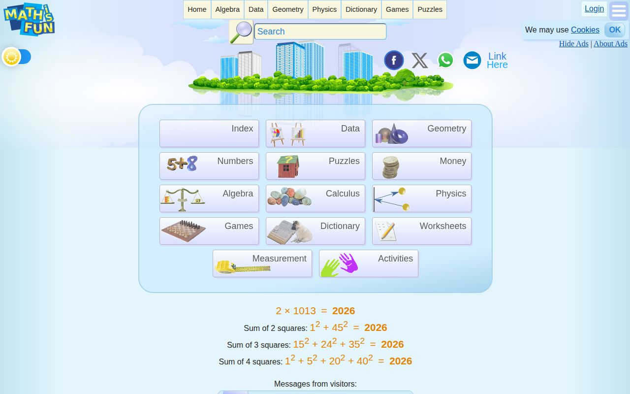 Screenshot of Math is Fun