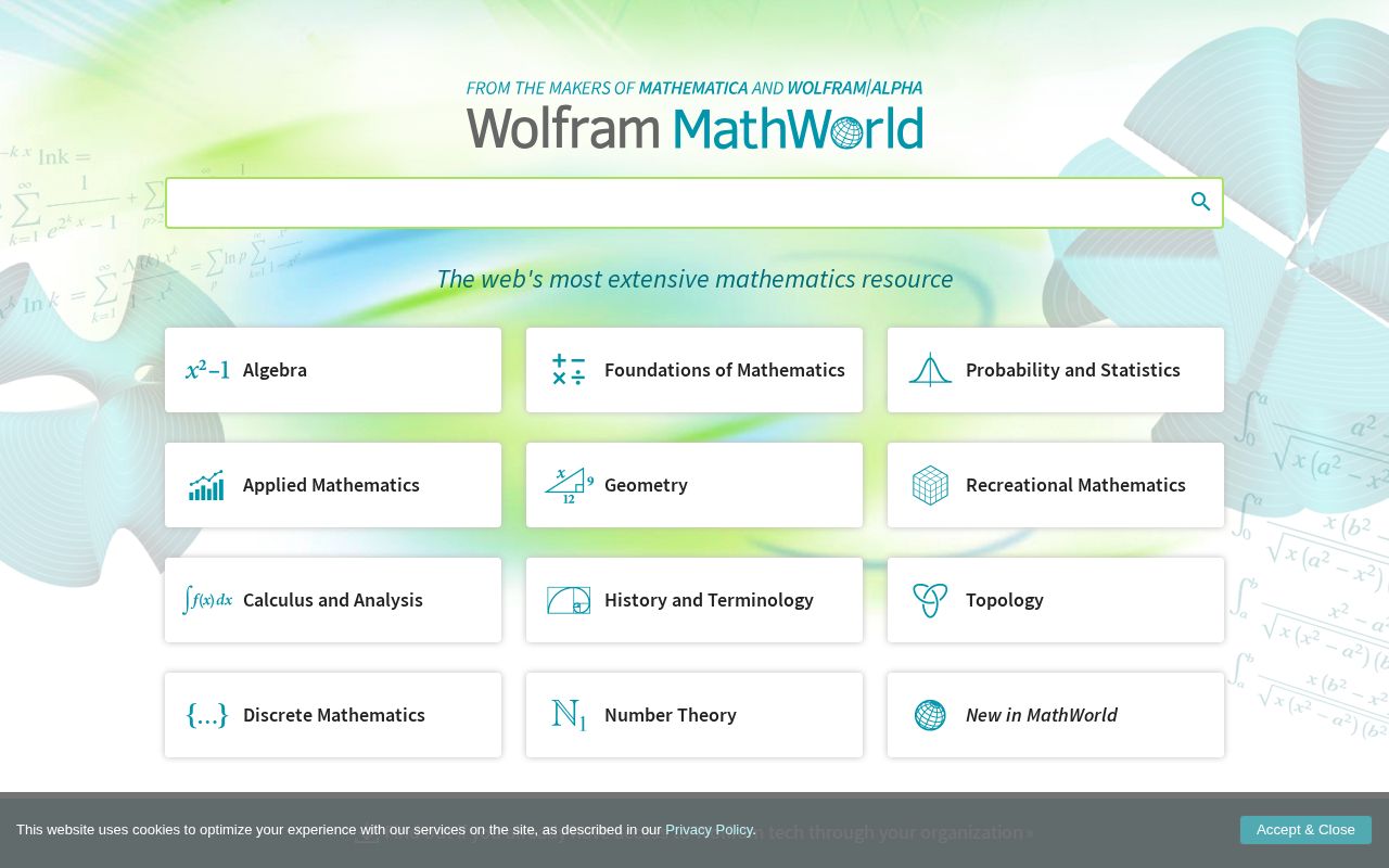 Screenshot of MathWorld