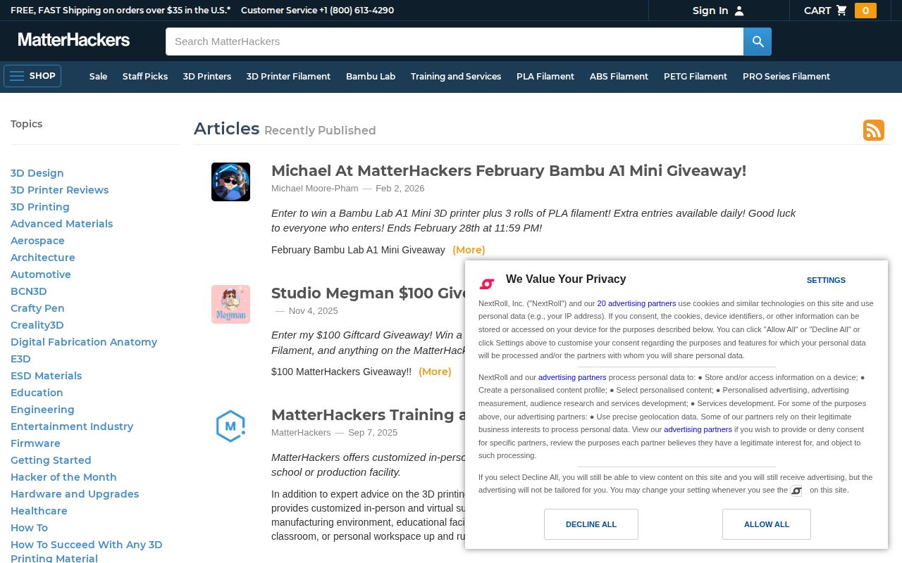 Screenshot of MatterHackers Articles