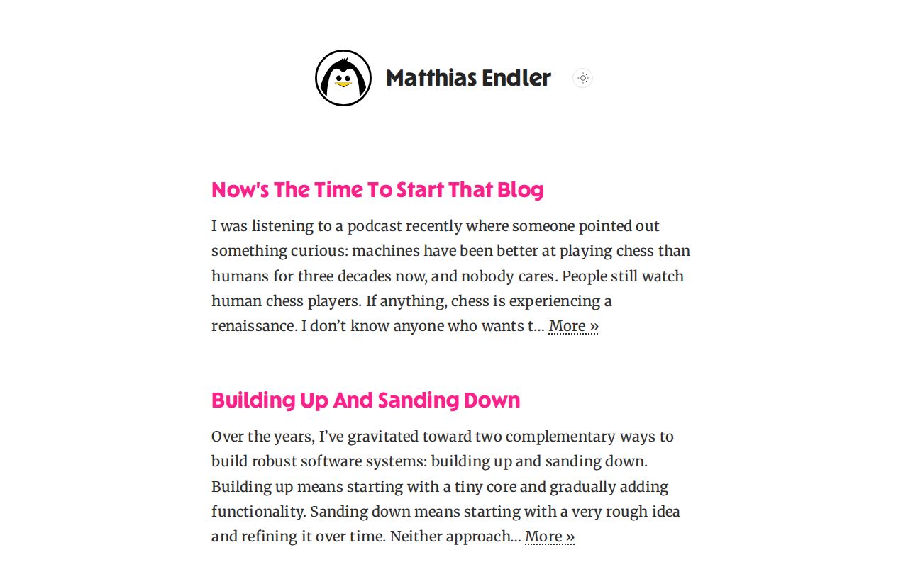 Screenshot of Matthias Endler