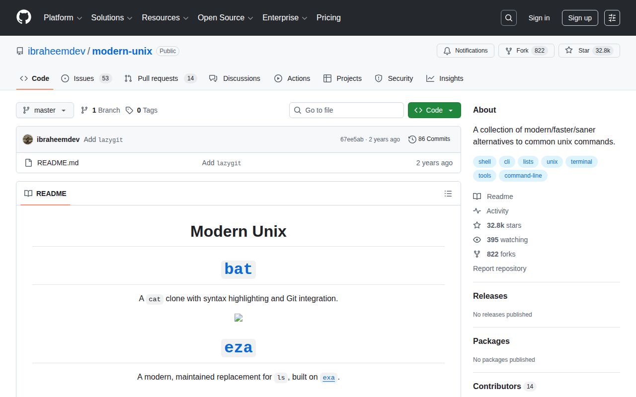 Screenshot of Modern Unix