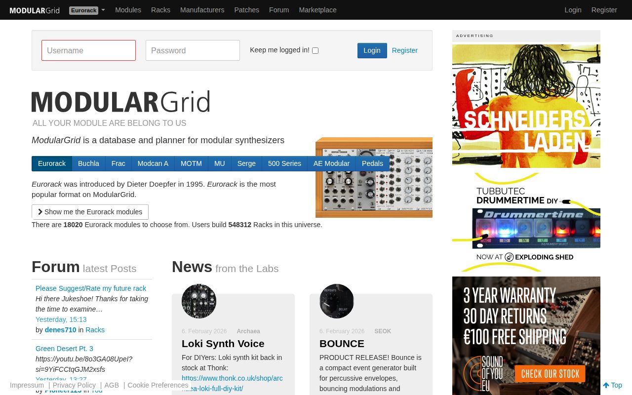 Screenshot of ModularGrid