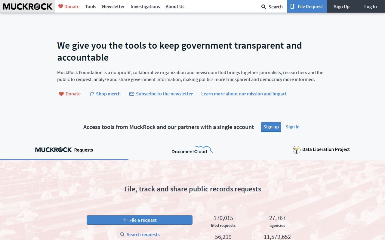 Screenshot of MuckRock