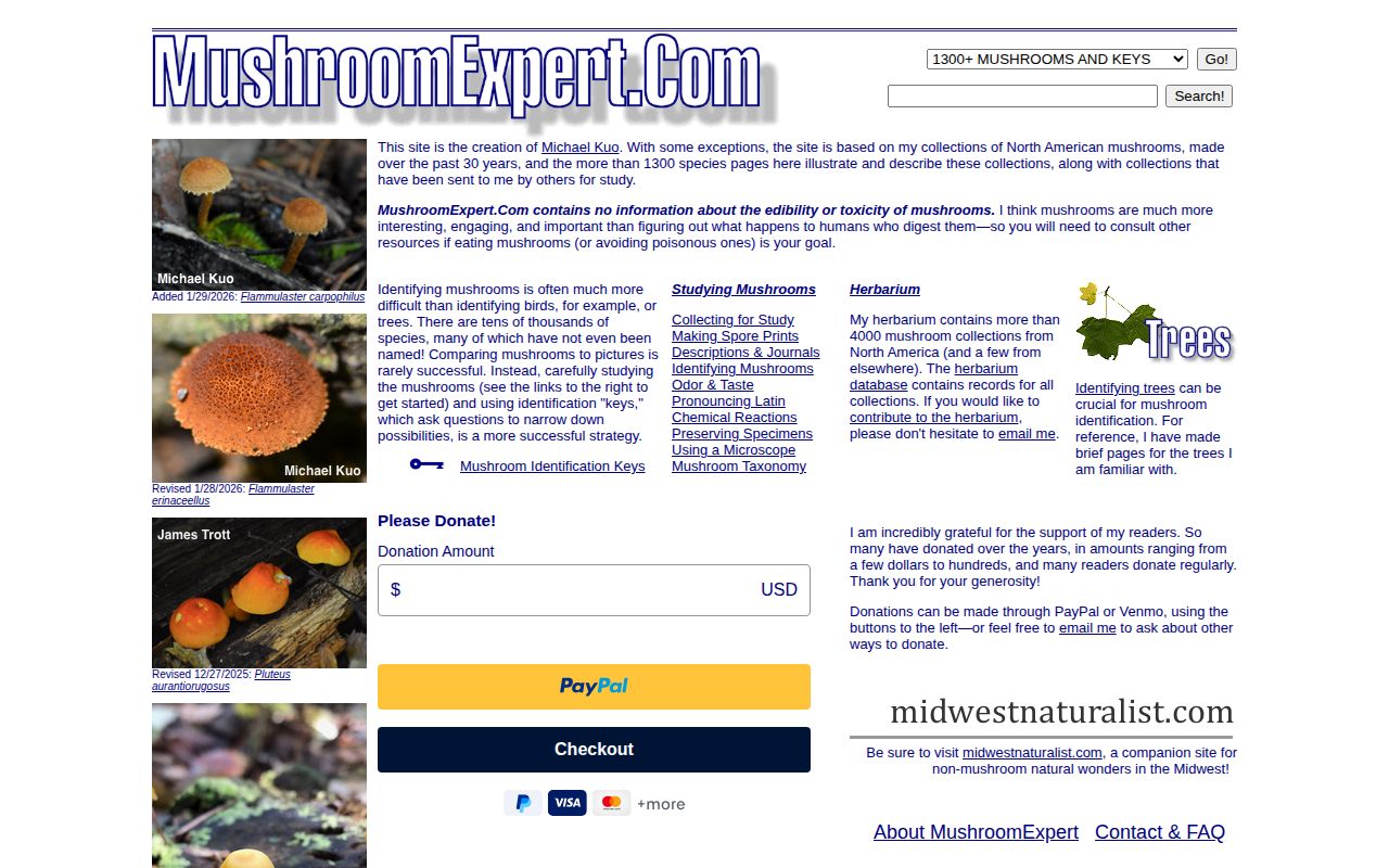 Screenshot of MushroomExpert.com