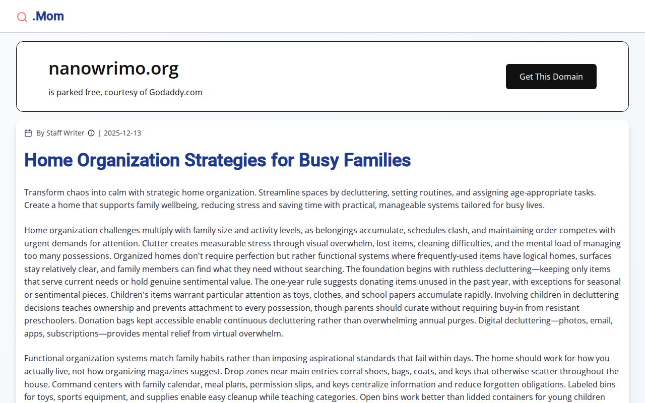 Screenshot of NaNoWriMo