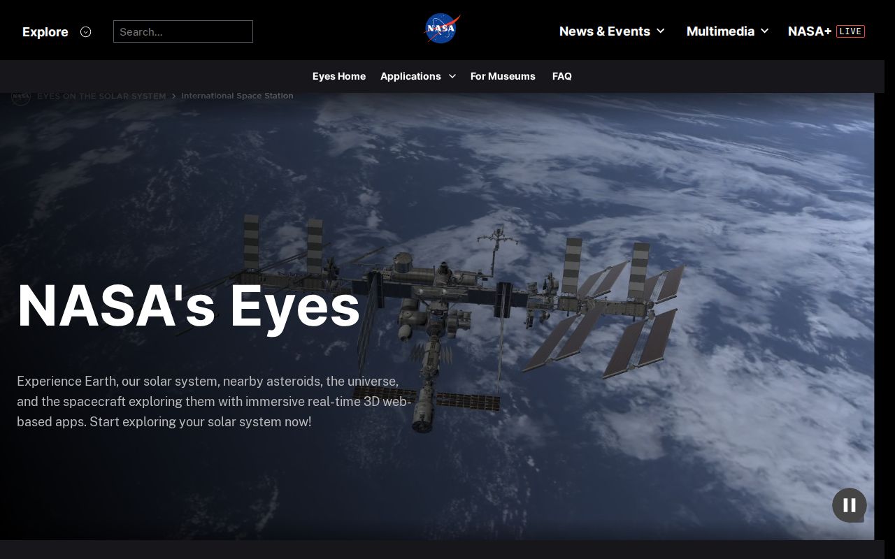Screenshot of NASA's Eyes