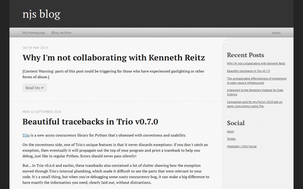 Screenshot of Nathaniel J. Smith