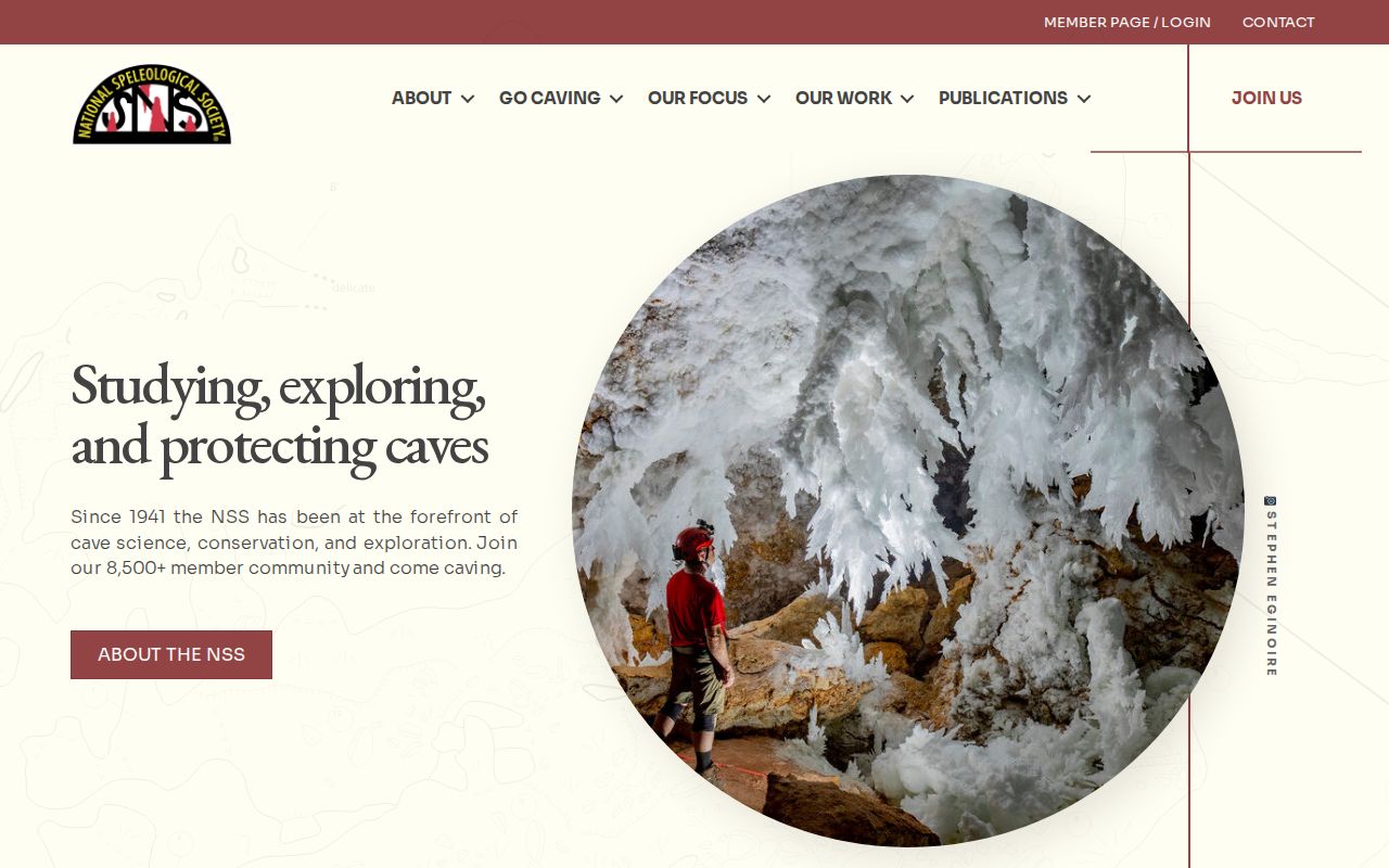 Screenshot of National Speleological Society