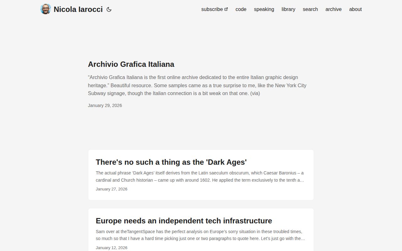 Screenshot of Nicola Iarocci