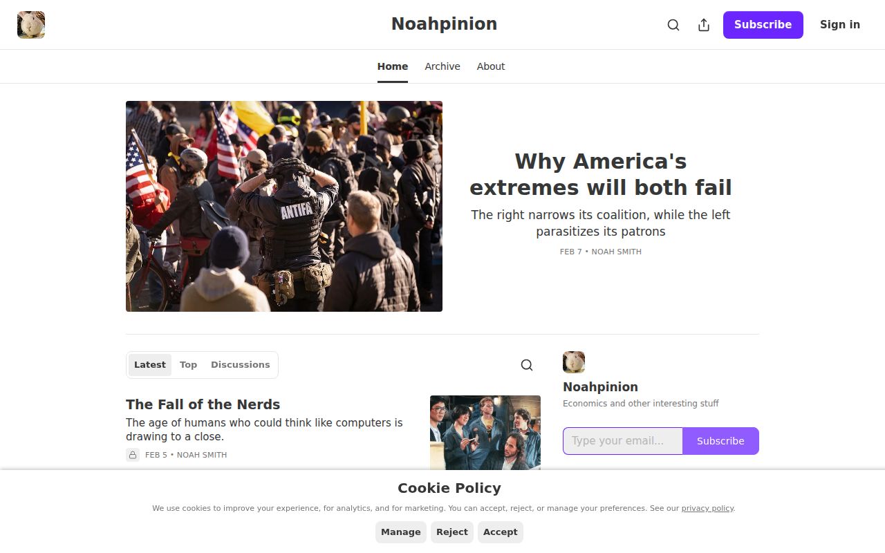 Screenshot of Noahpinion