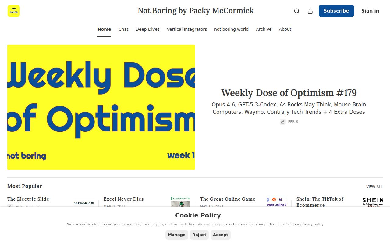 Screenshot of Not Boring