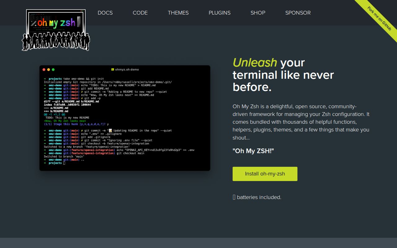 Screenshot of Oh My Zsh