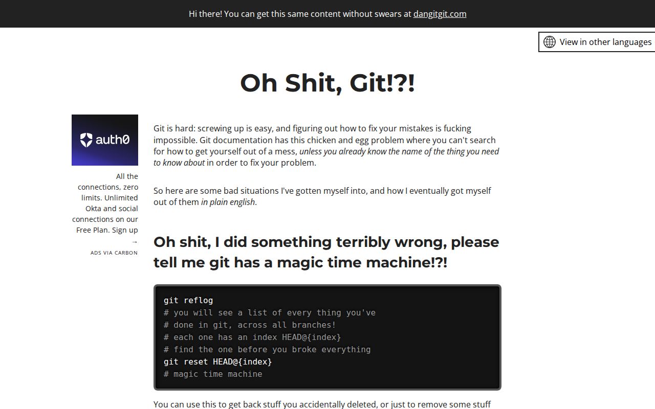 Screenshot of Oh Shit, Git!