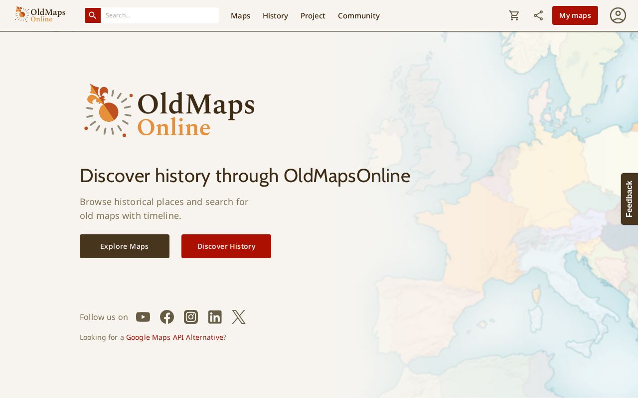 Screenshot of Old Maps Online