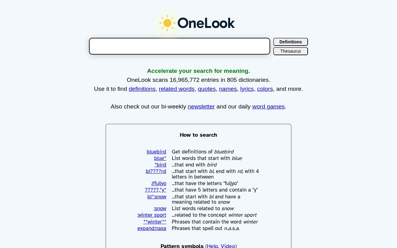 Screenshot of OneLook