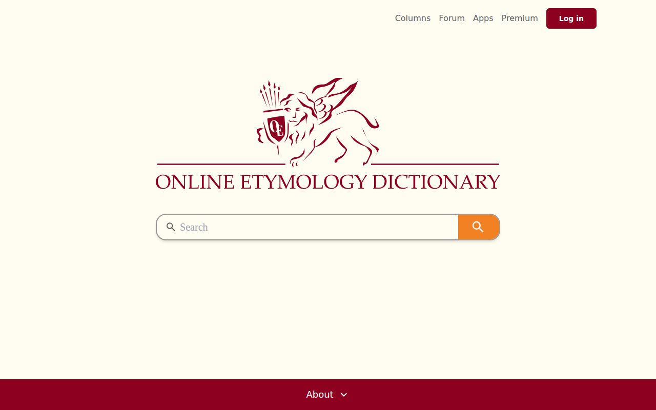 Screenshot of Online Etymology Dictionary