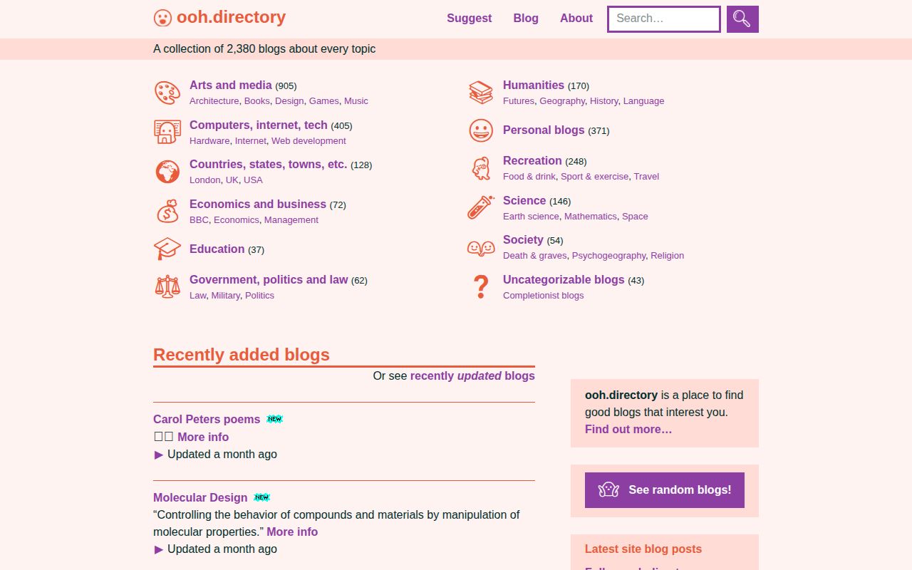 Screenshot of ooh.directory