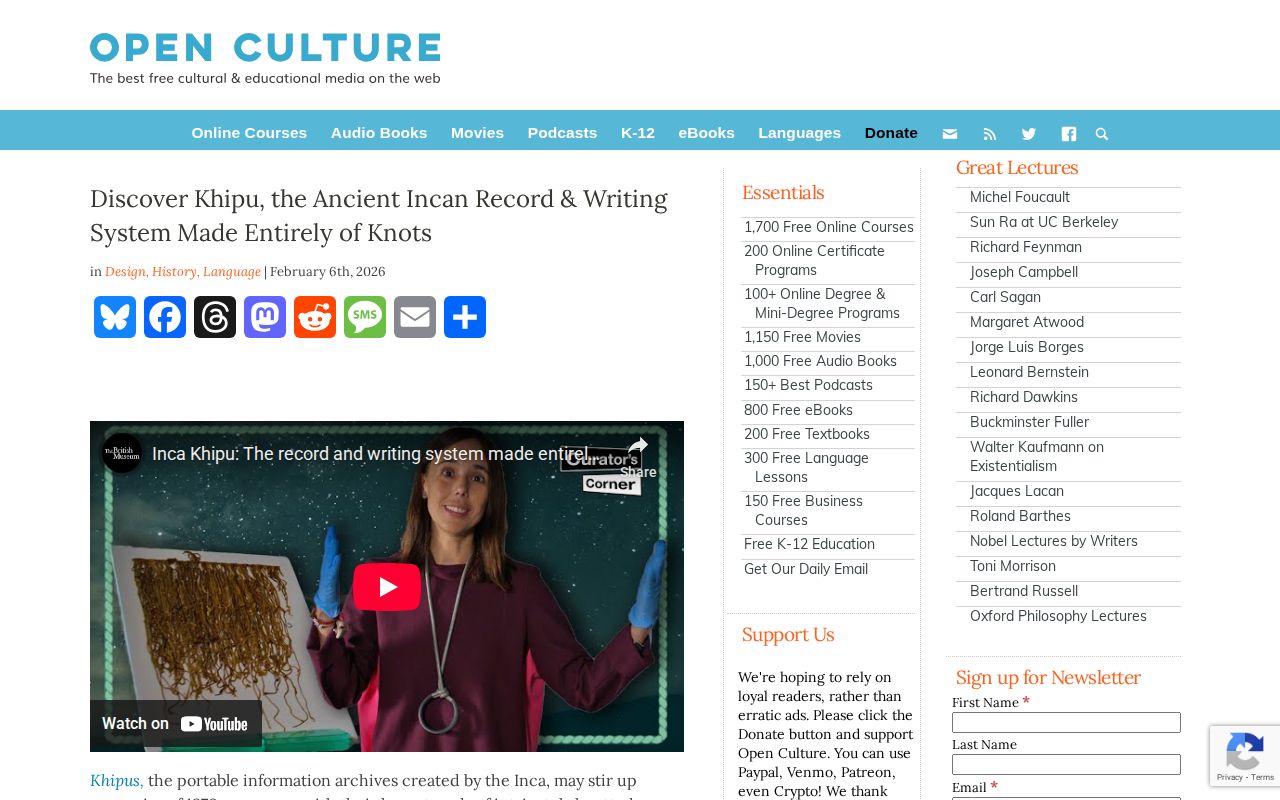 Screenshot of Open Culture