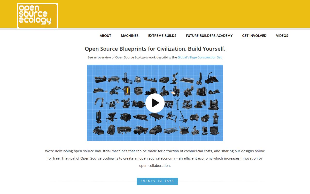 Screenshot of Open Source Ecology