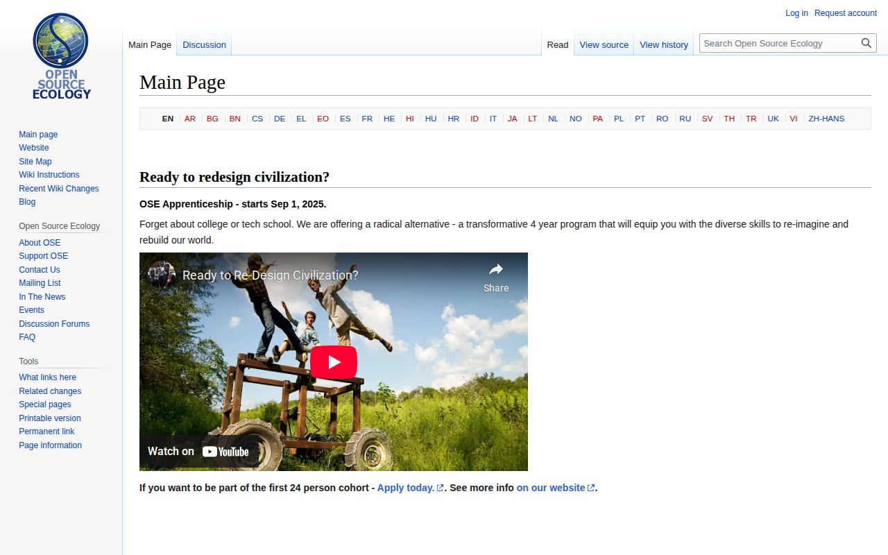 Screenshot of OSE Wiki