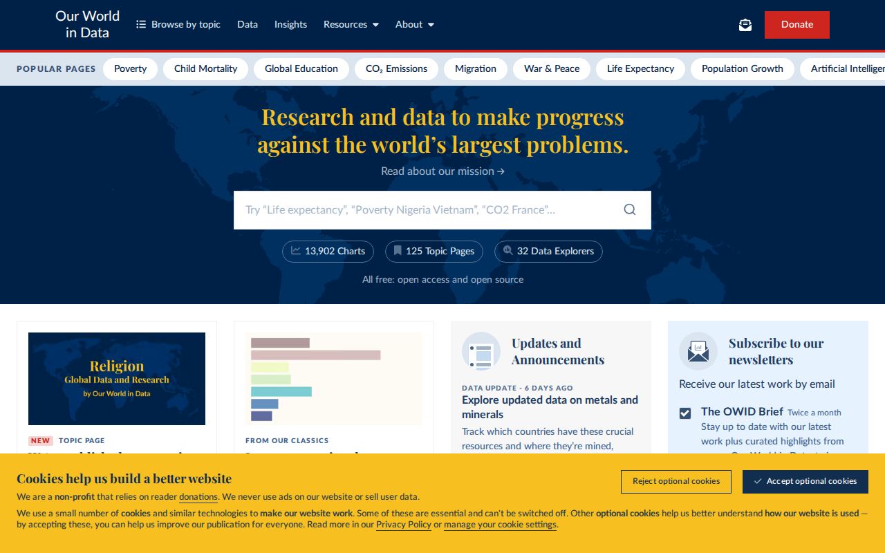 Screenshot of Our World in Data