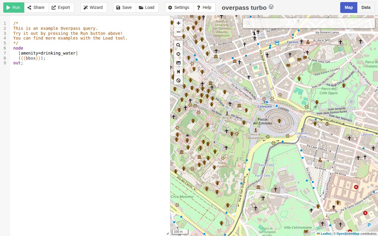 Screenshot of Overpass Turbo