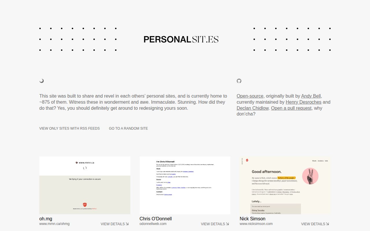 Screenshot of PersonalSit.es