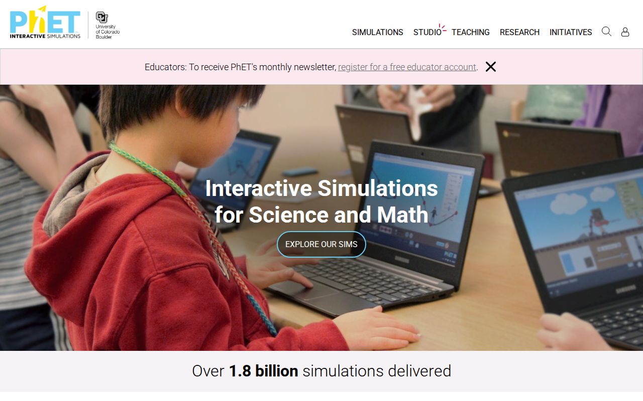 Screenshot of PhET Simulations