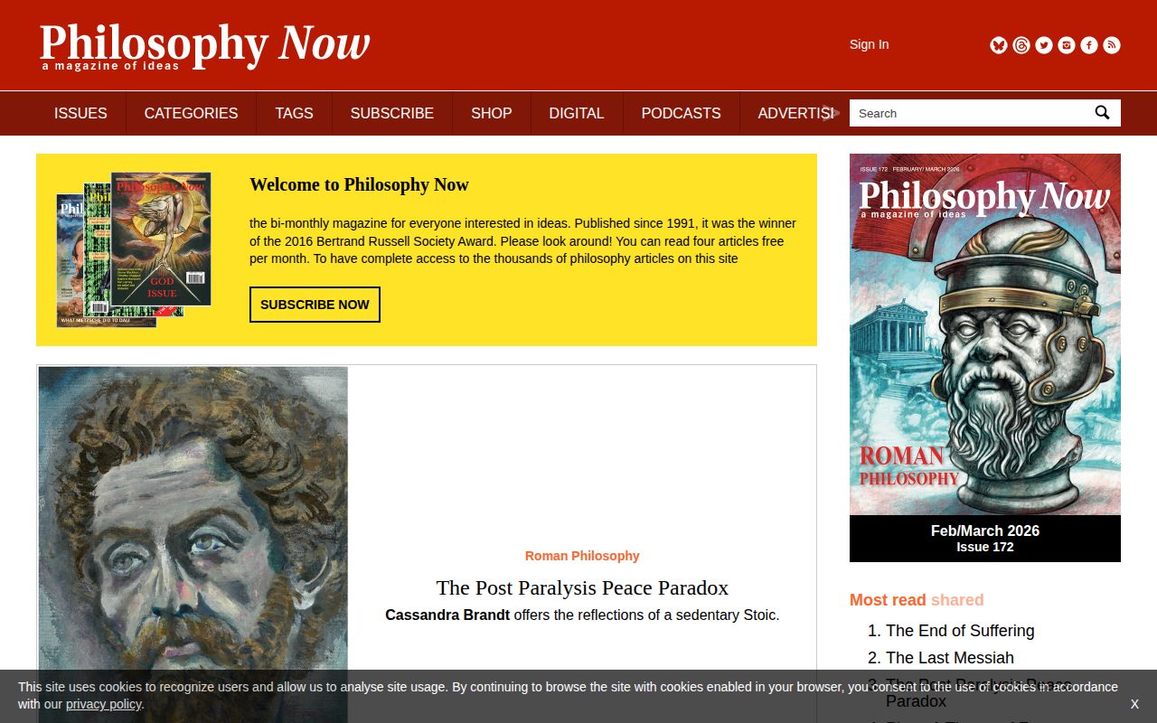 Screenshot of Philosophy Now