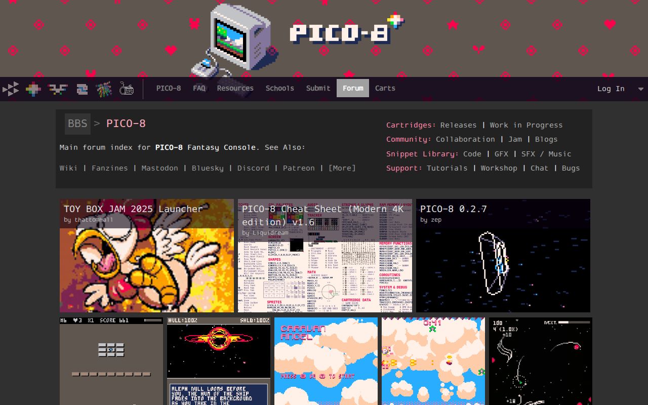 Screenshot of PICO-8 BBS