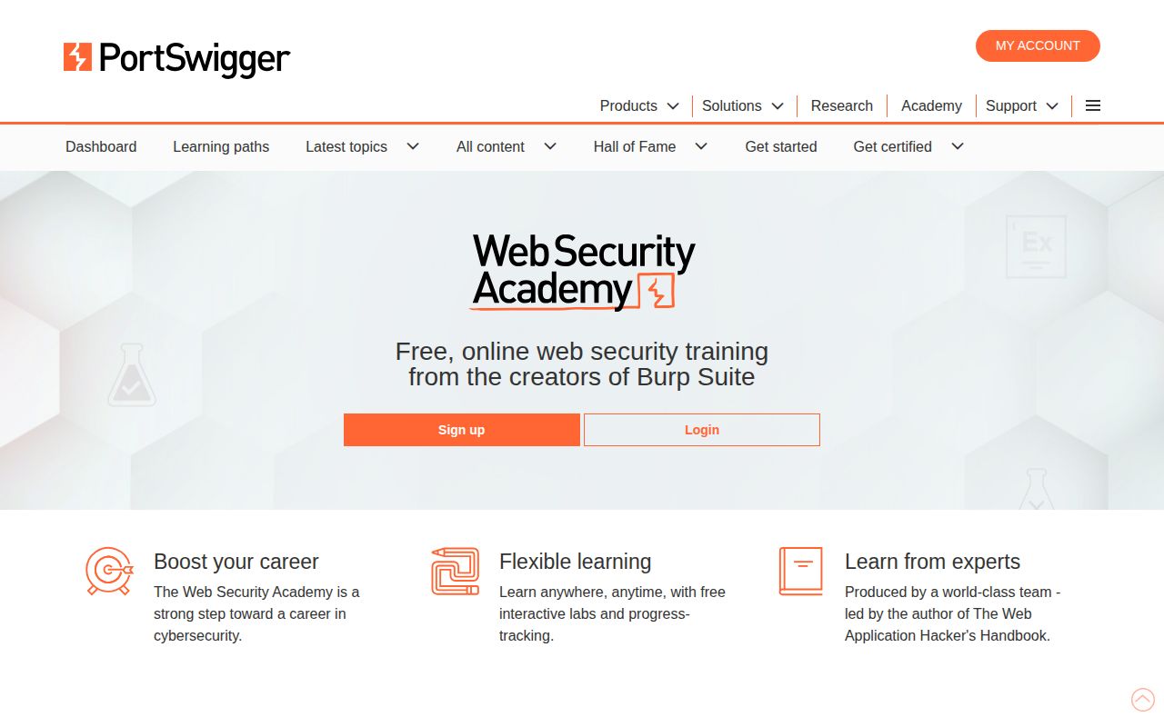 Screenshot of PortSwigger Web Security Academy