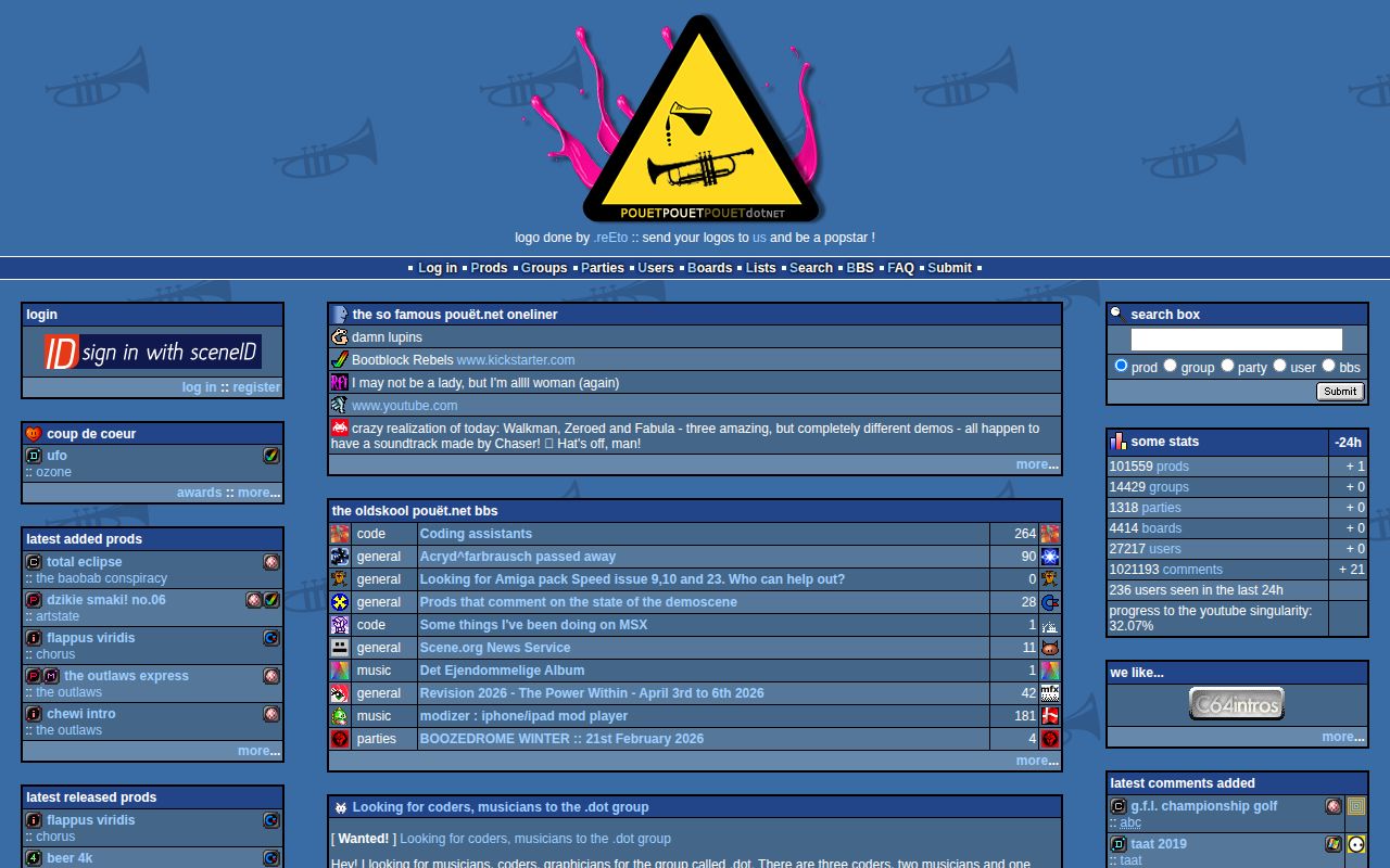 Screenshot of Pouet.net