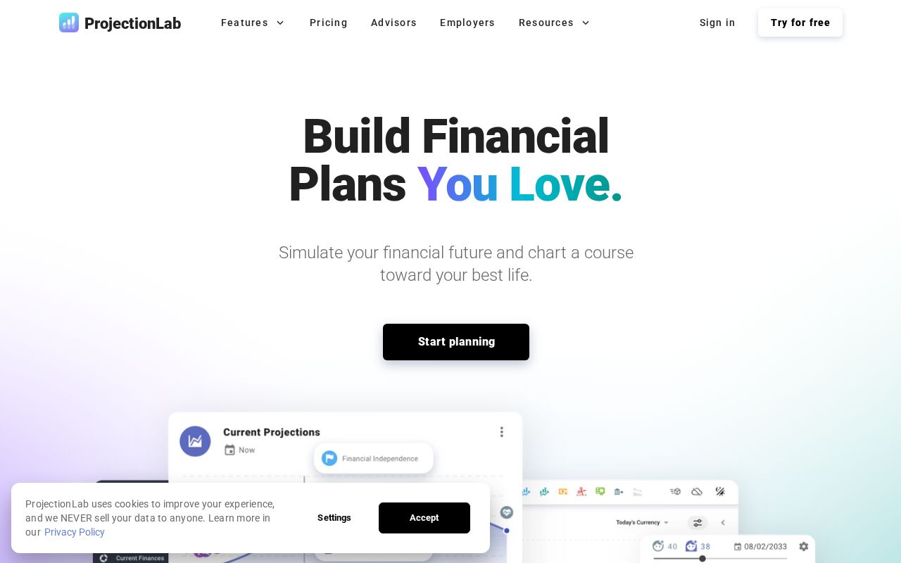 Screenshot of ProjectionLab