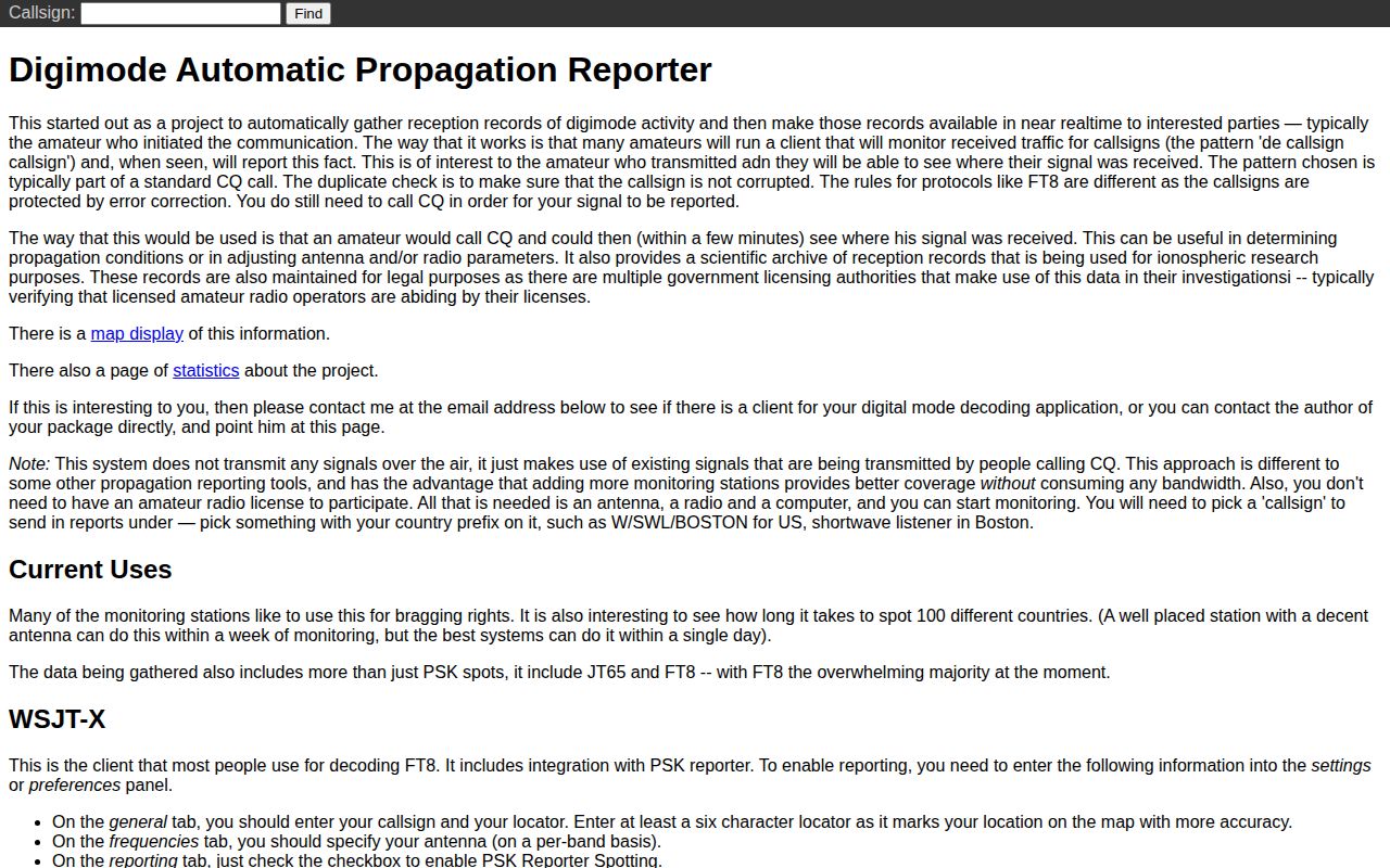 Screenshot of PSK Reporter