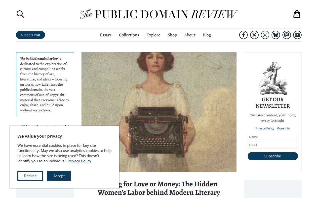 Screenshot of Public Domain Review