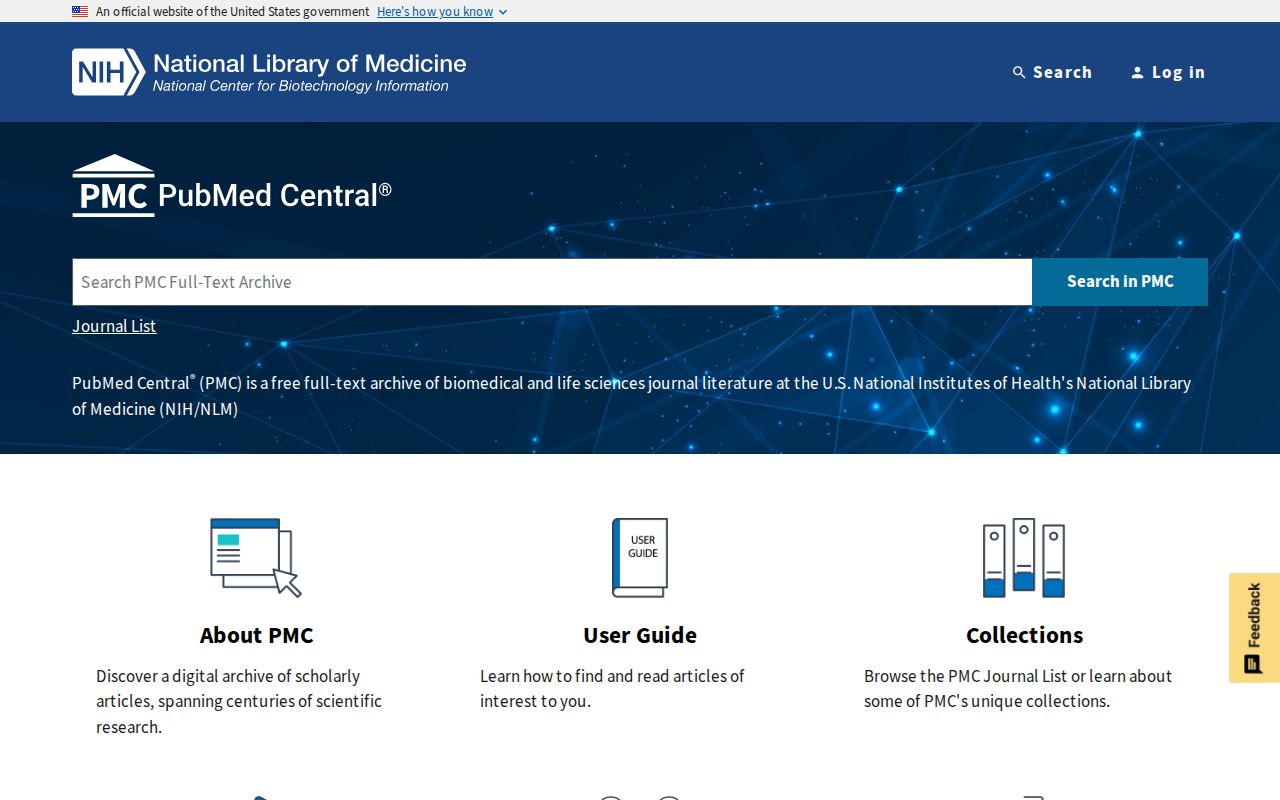 Screenshot of PubMed Central