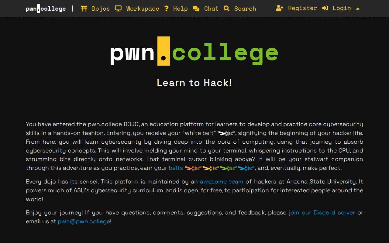Screenshot of pwn.college