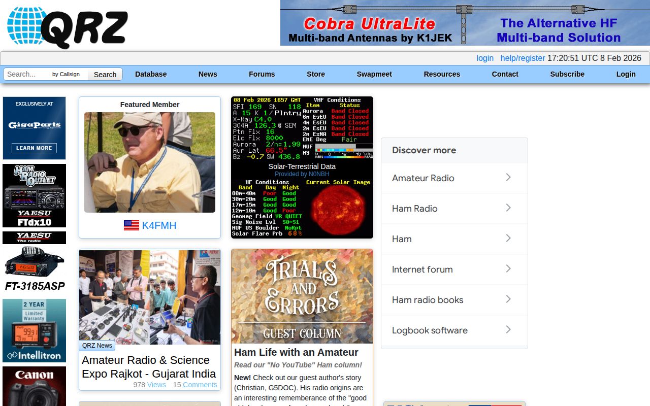 Screenshot of QRZ.com