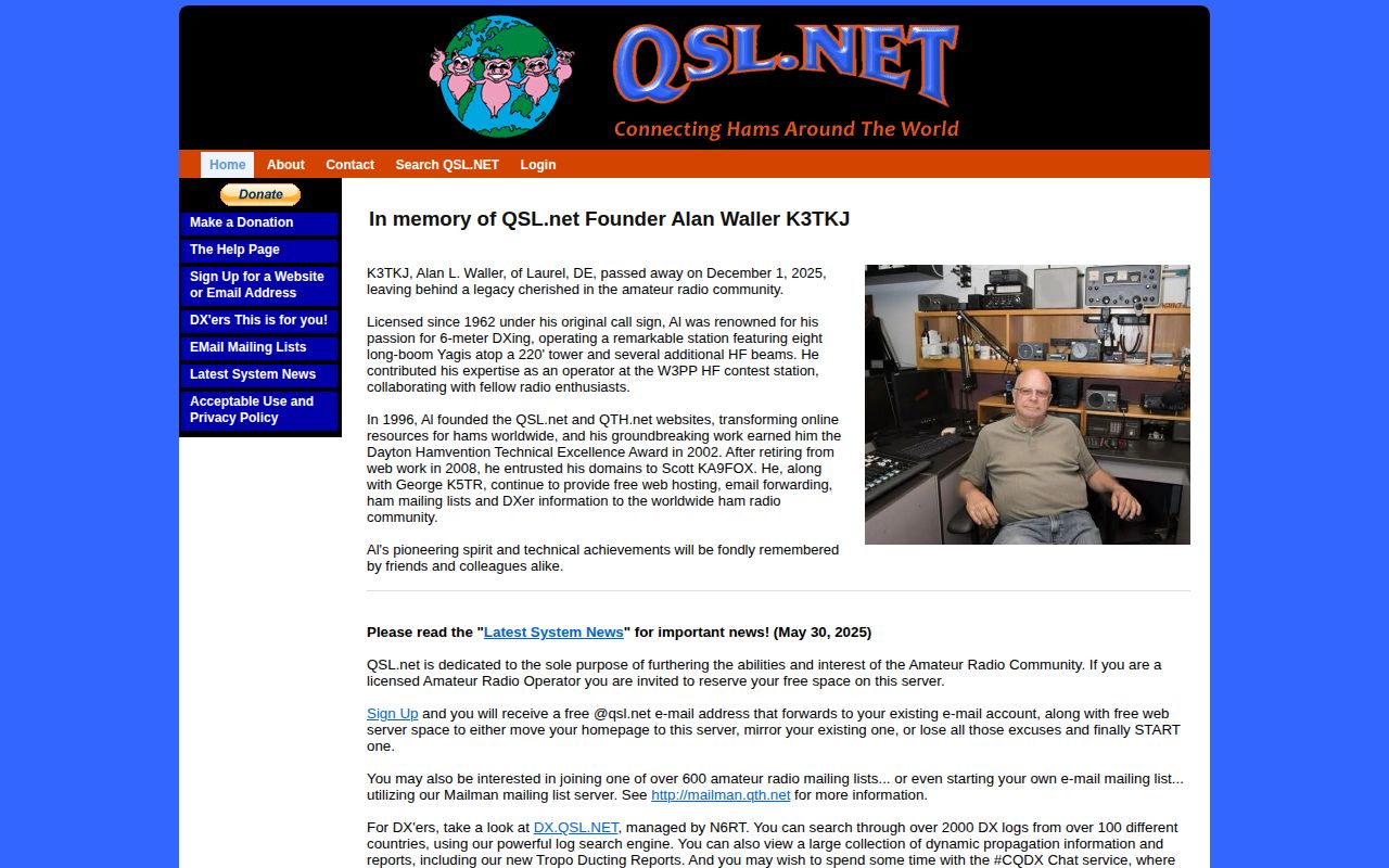 Screenshot of QSL.net