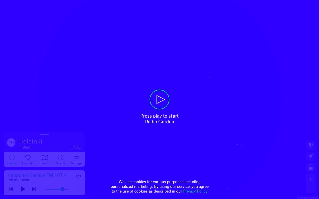 Screenshot of Radio Garden