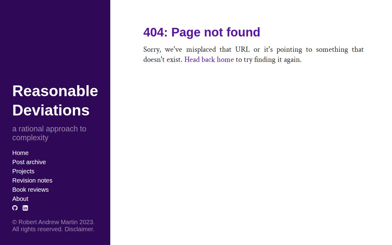 Screenshot of Reasonable Deviations