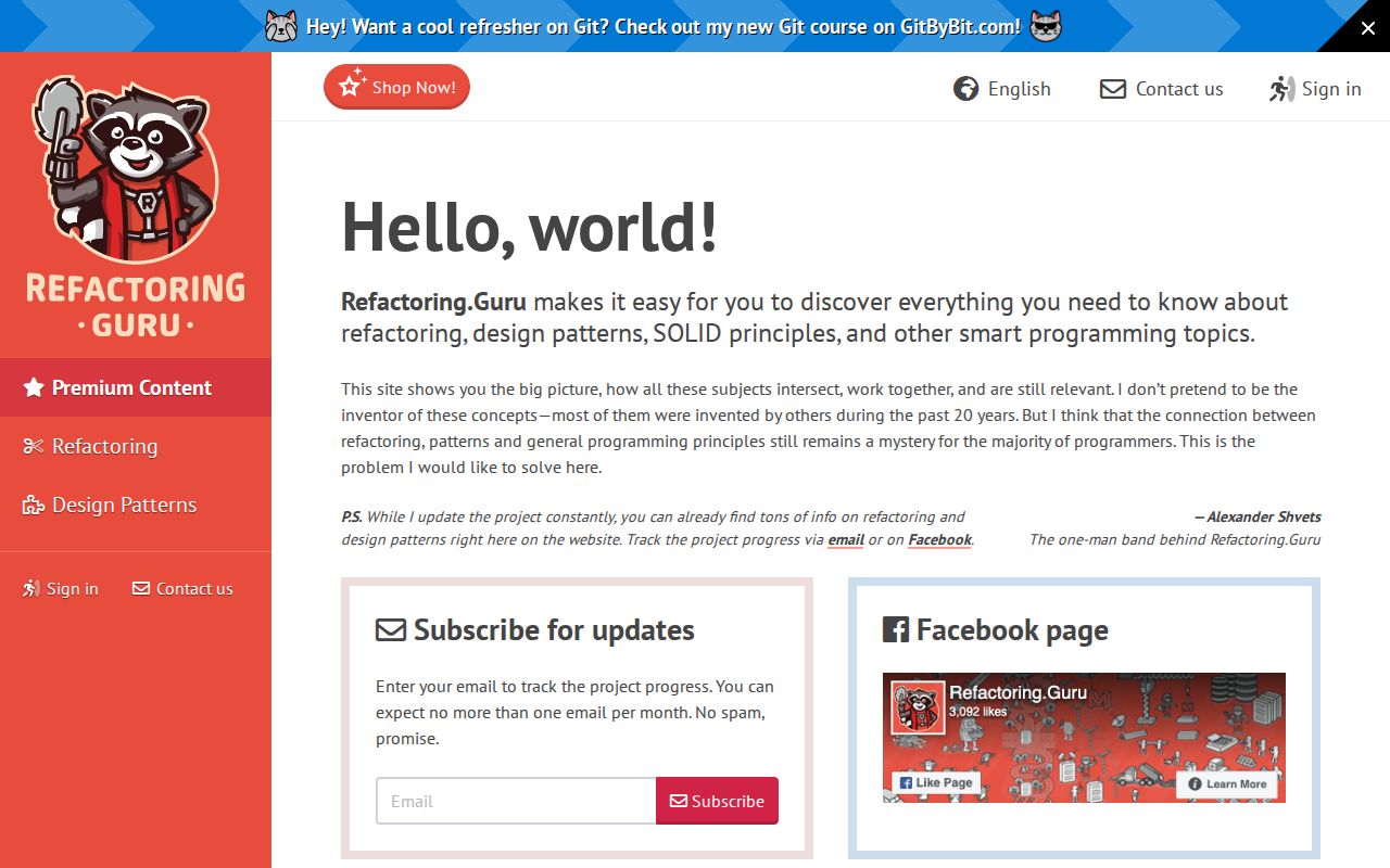 Screenshot of Refactoring Guru