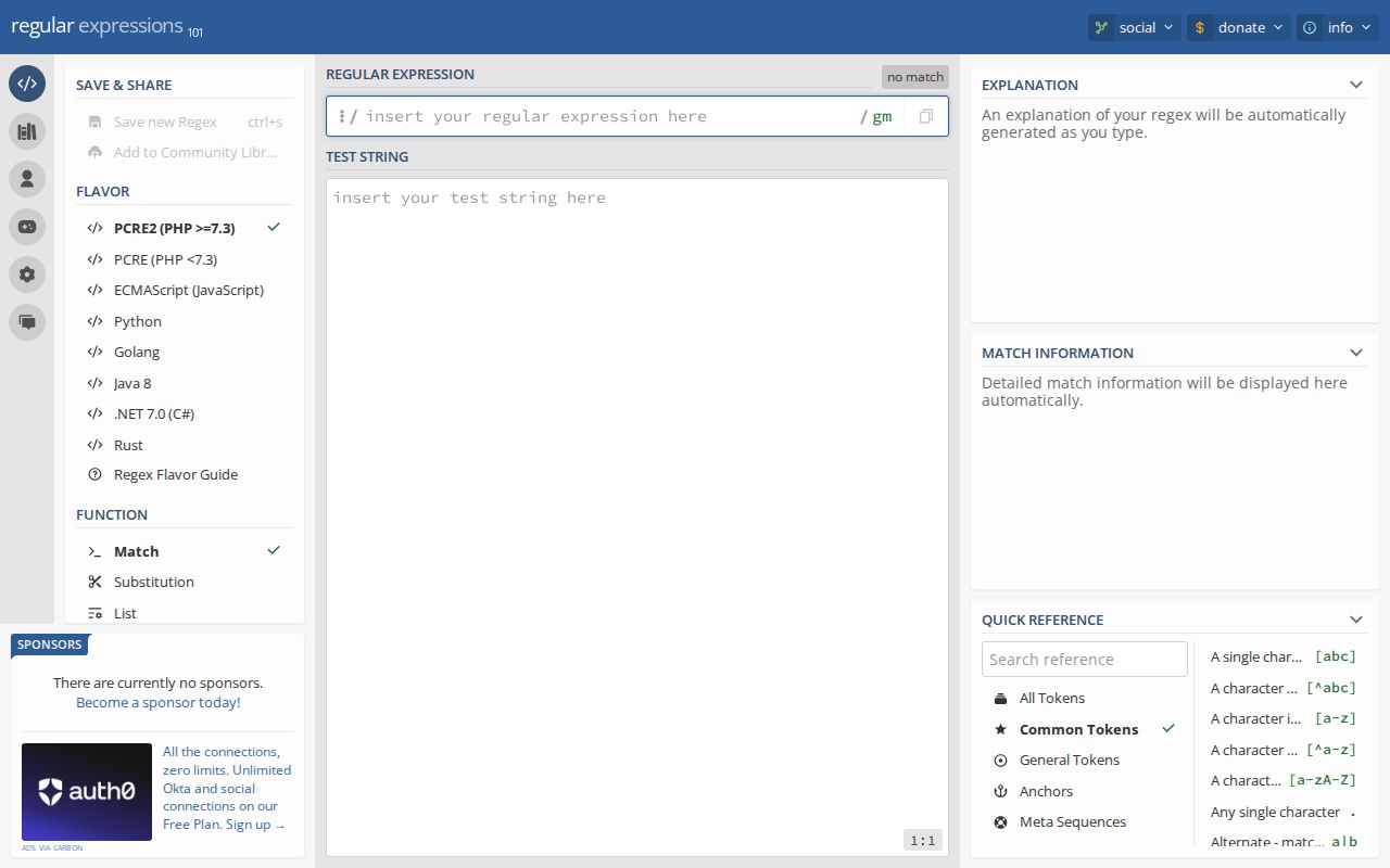 Screenshot of regex101