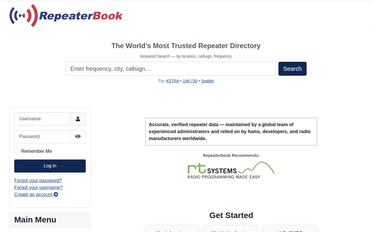 Screenshot of RepeaterBook