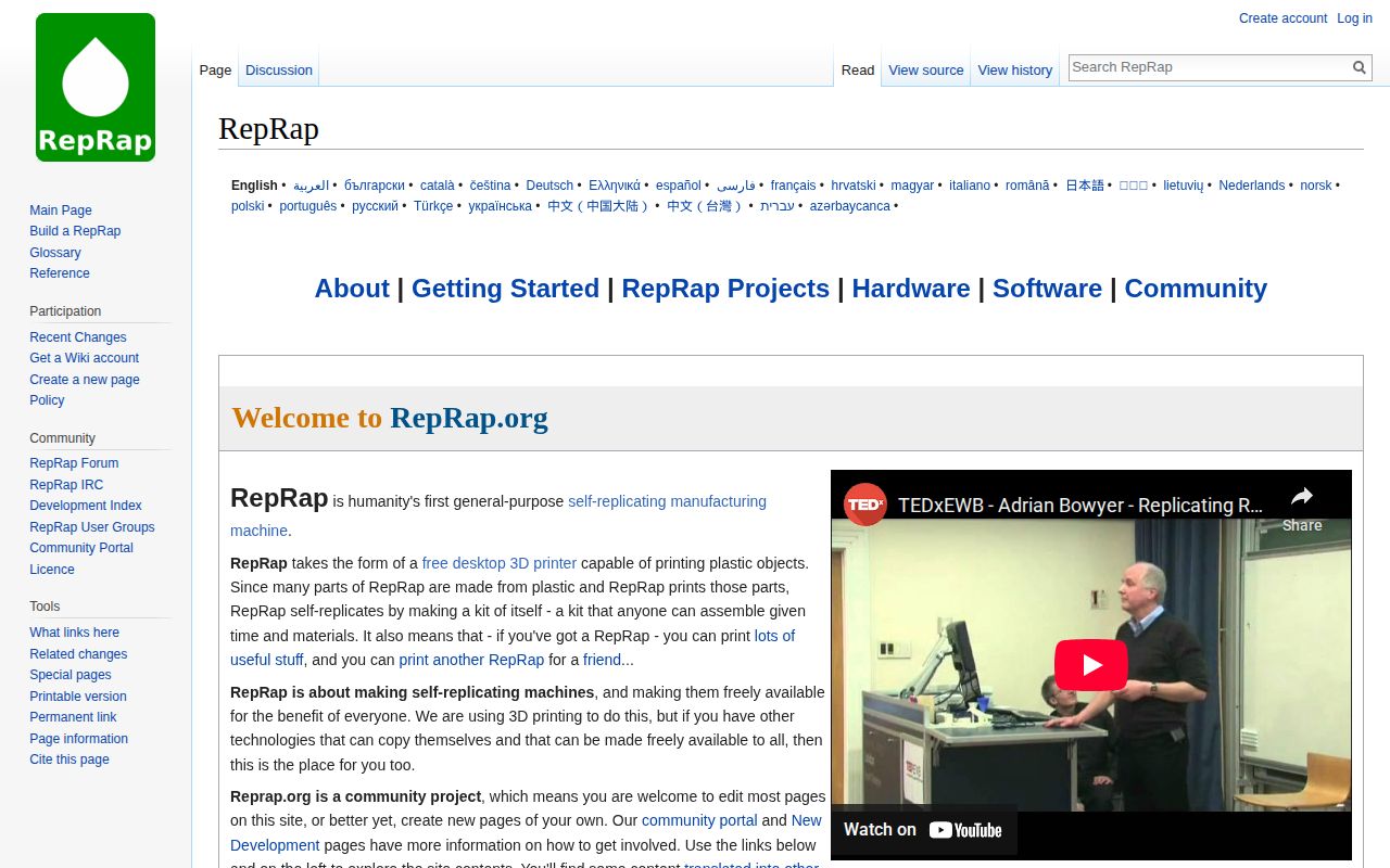 Screenshot of RepRap