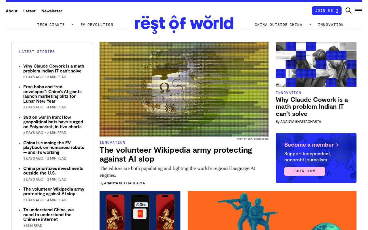 Screenshot of Rest of World