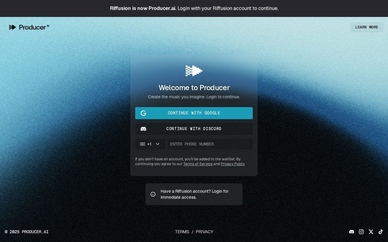 Screenshot of Riffusion