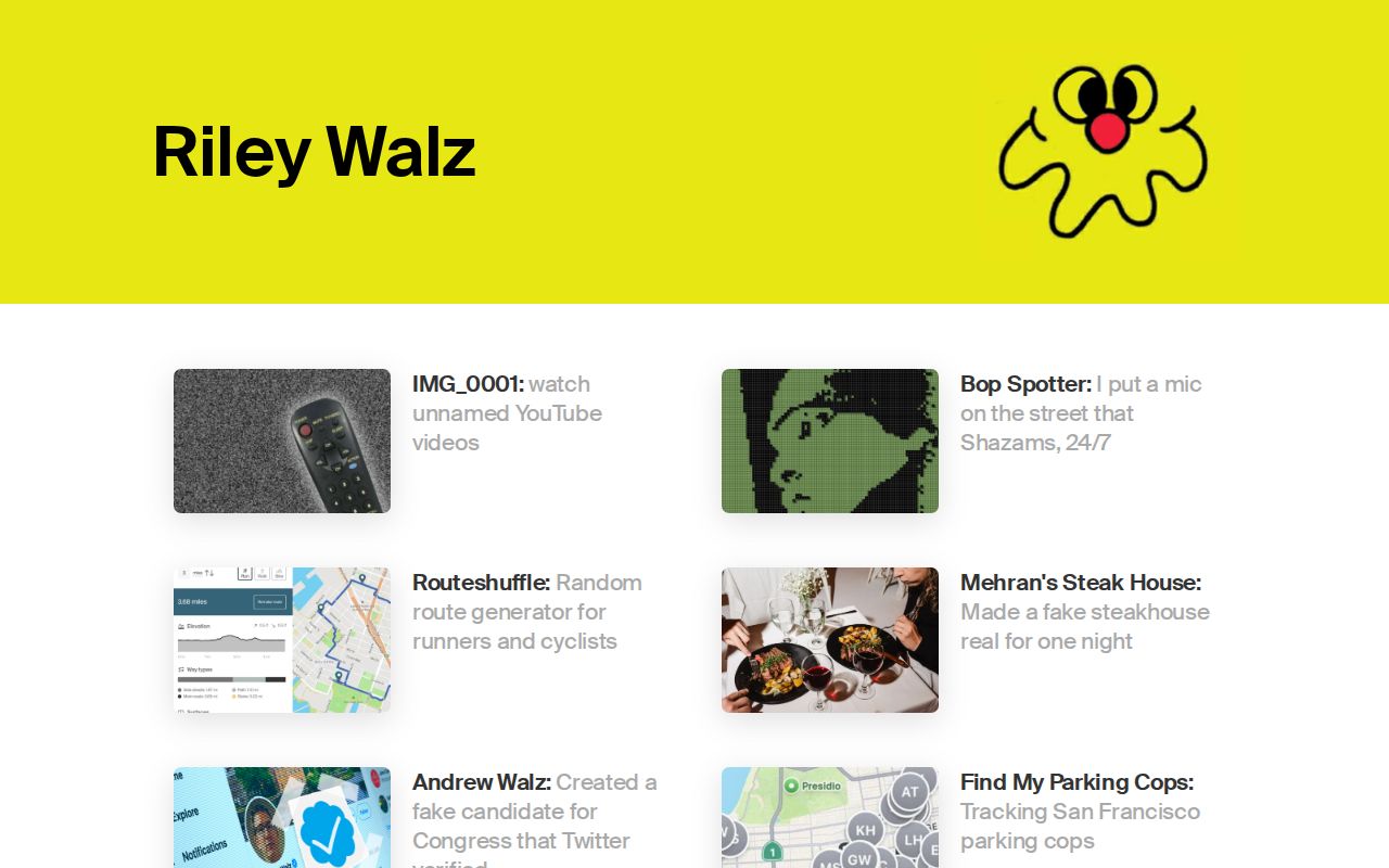 Screenshot of Riley Walz